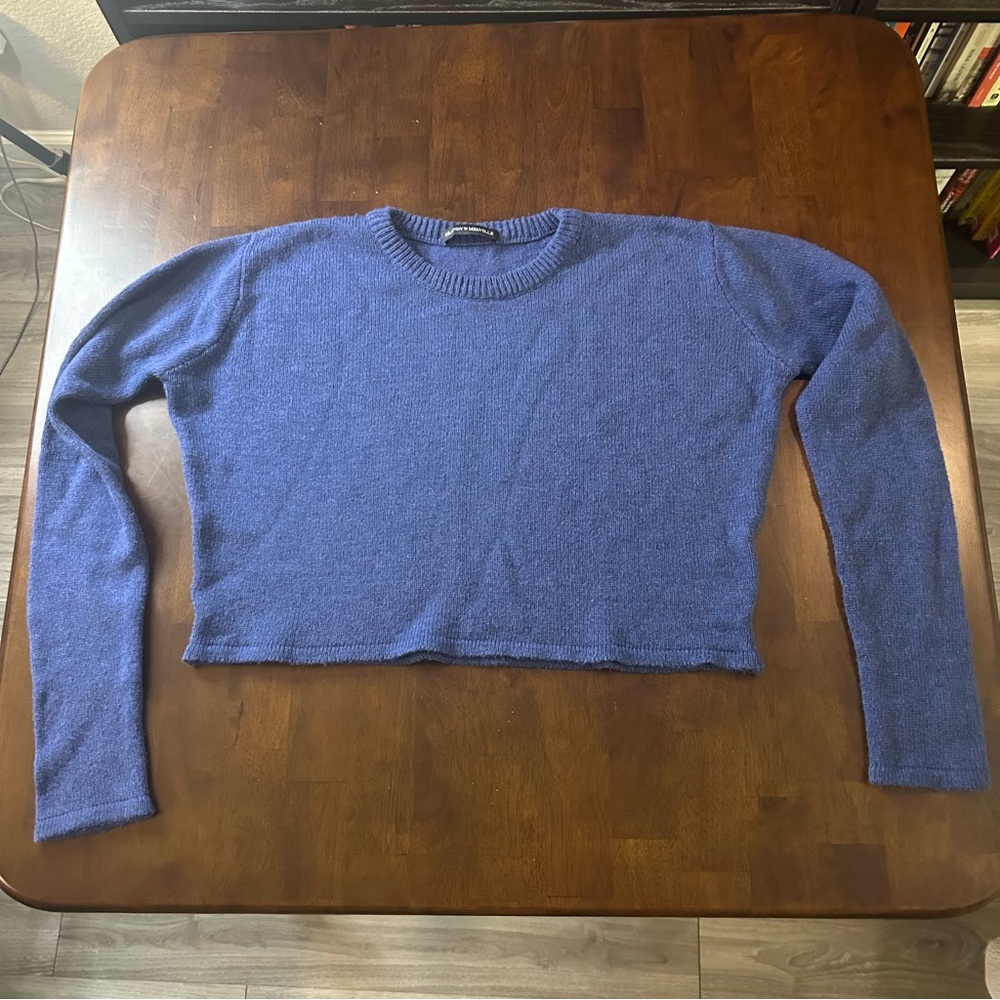 brandy melville blue cropped Francesca sweater in a wool blend - Picture 3 of 16